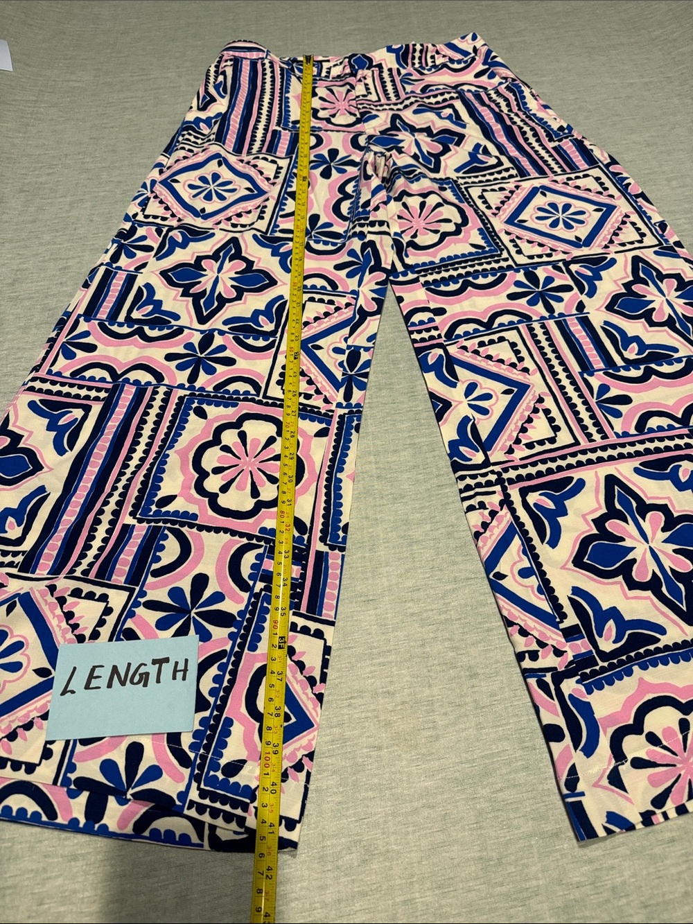 ZARA Blue & White Geometric Wide-Leg Jumpsuit - Picture 5 of 9